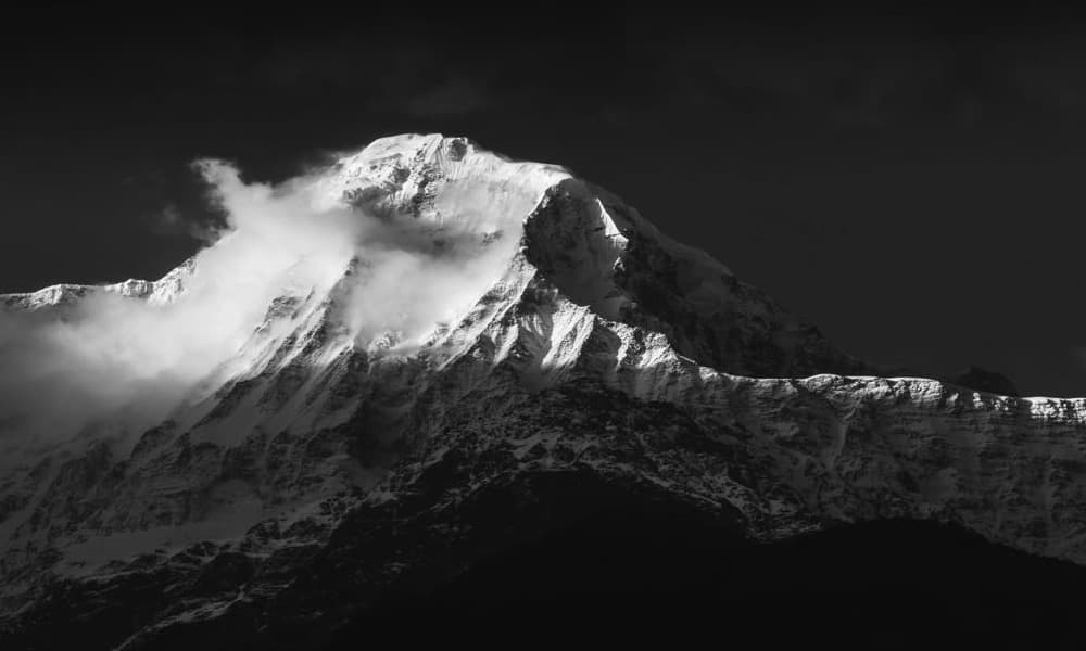 Mount Annapurna in shade color